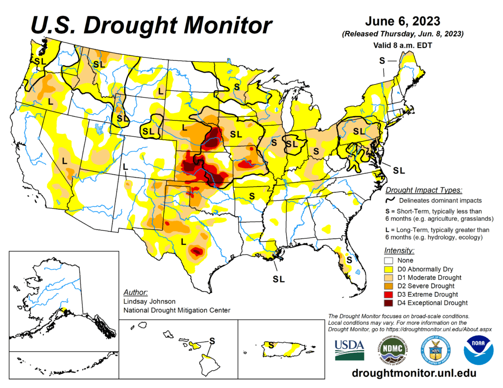 Drought monitor as of June 6, 2023